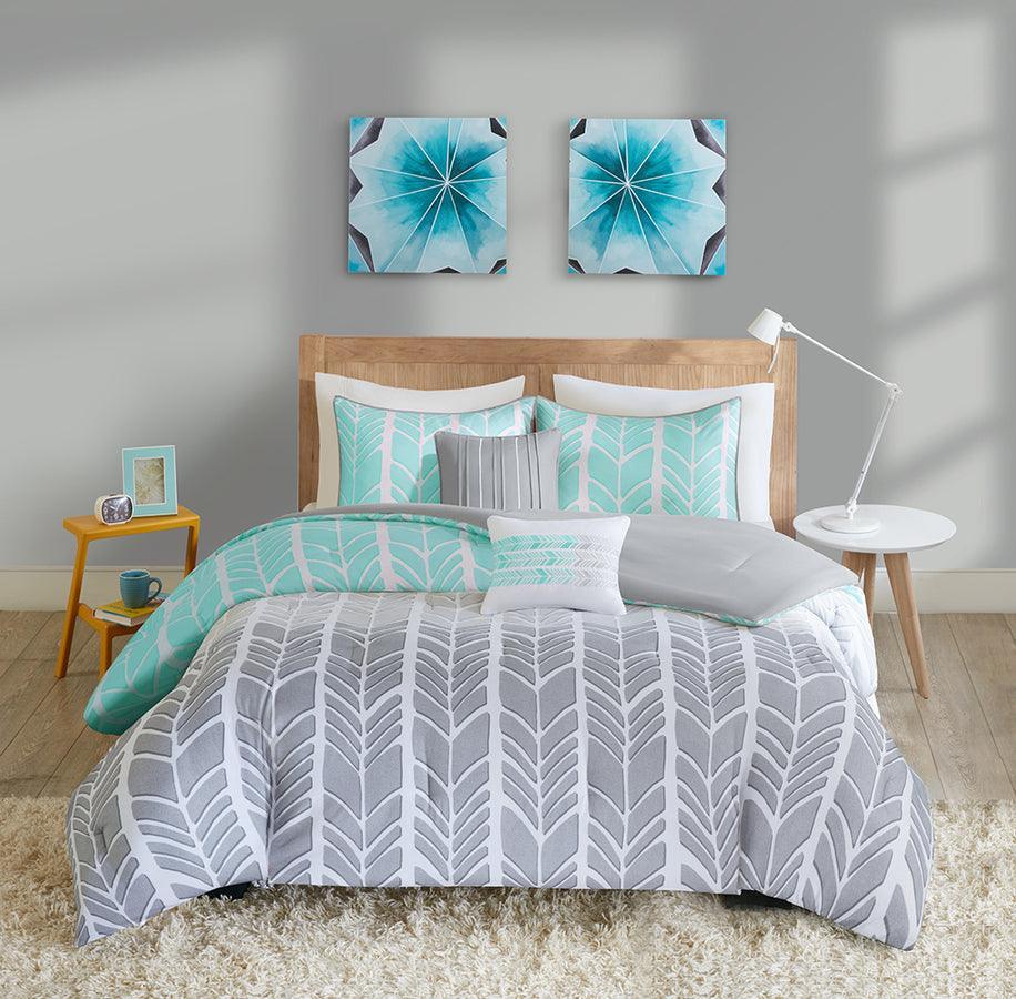 Olliix.com Comforters & Blankets - Adel Comforter Set Aqua Full/Queen
