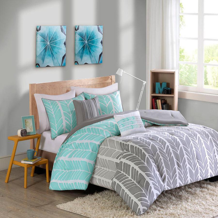 Olliix.com Comforters & Blankets - Adel Comforter Set Aqua Full/Queen