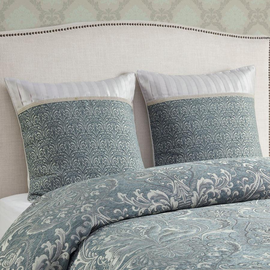 Olliix.com Comforters & Blankets - Adelphia Jacquard Comforter Set With Euro Shams And Dec Pillows Slate Blue King