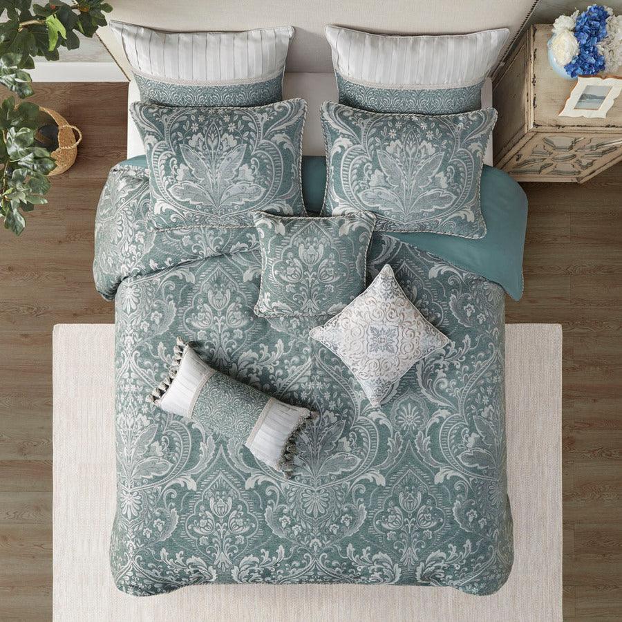 Olliix.com Comforters & Blankets - Adelphia Jacquard Comforter Set With Euro Shams And Dec Pillows Slate Blue King