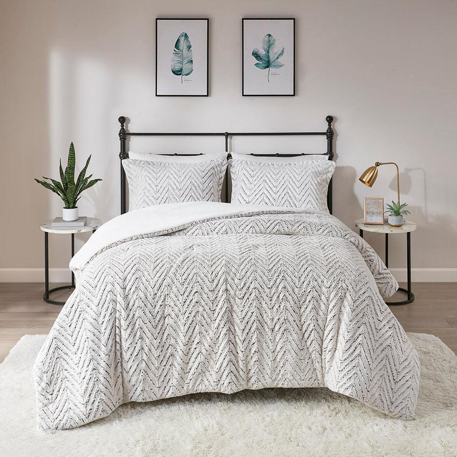 Olliix.com Comforters & Blankets - Adelyn Ultra Plush Down Alternative Comforter Set Ivory Full/Queen