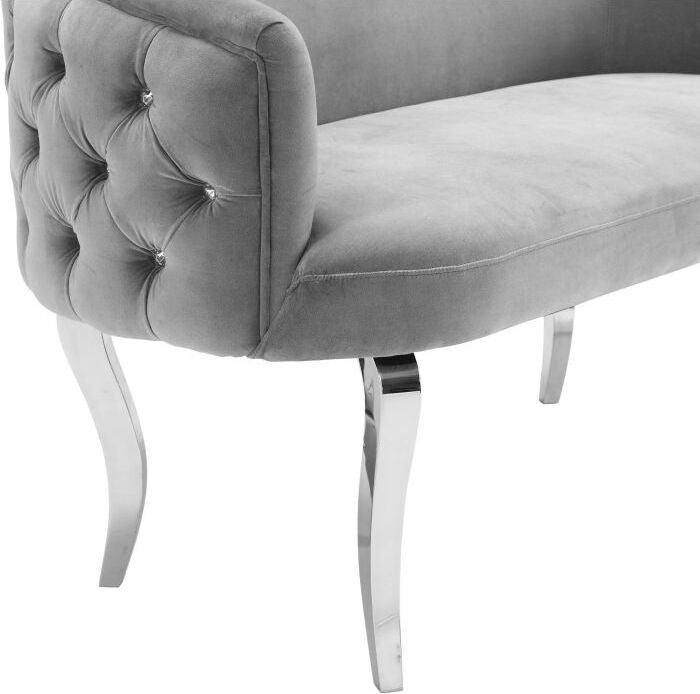 Tov Furniture Loveseats - Adina Gray Velvet Loveseat