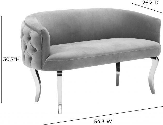 Tov Furniture Loveseats - Adina Gray Velvet Loveseat