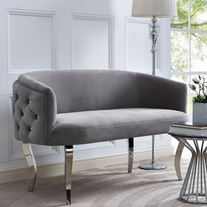 Tov Furniture Loveseats - Adina Gray Velvet Loveseat