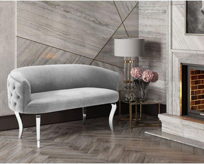Tov Furniture Loveseats - Adina Gray Velvet Loveseat