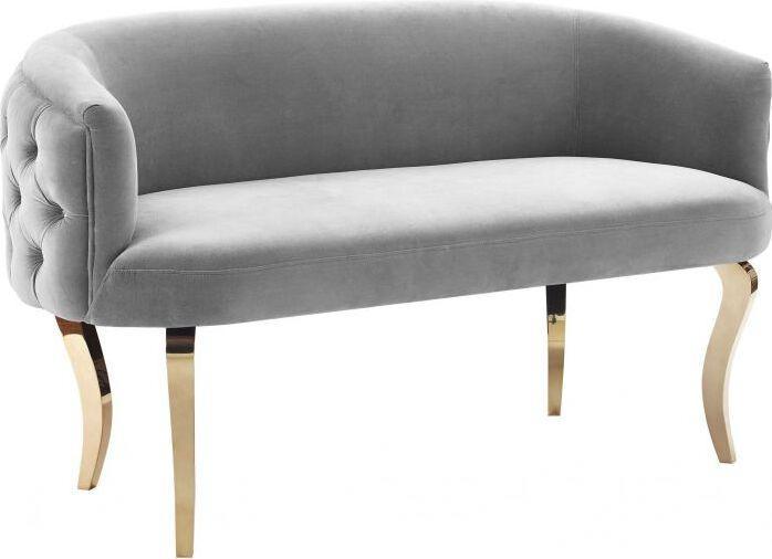 Tov Furniture Loveseats - Adina Gray Velvet Loveseat with Gold Legs