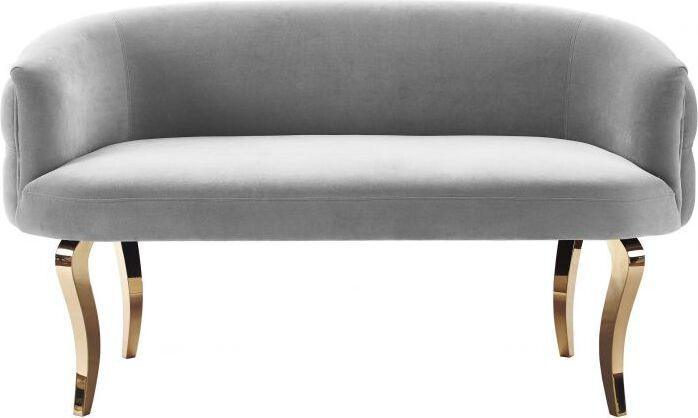 Tov Furniture Loveseats - Adina Gray Velvet Loveseat with Gold Legs