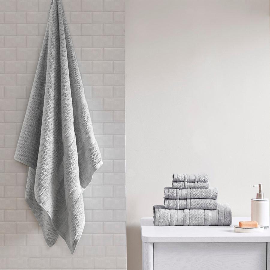 Olliix.com Bath Towels - Adrien Super Soft 6 Piece Cotton Towel Set Dark Gray