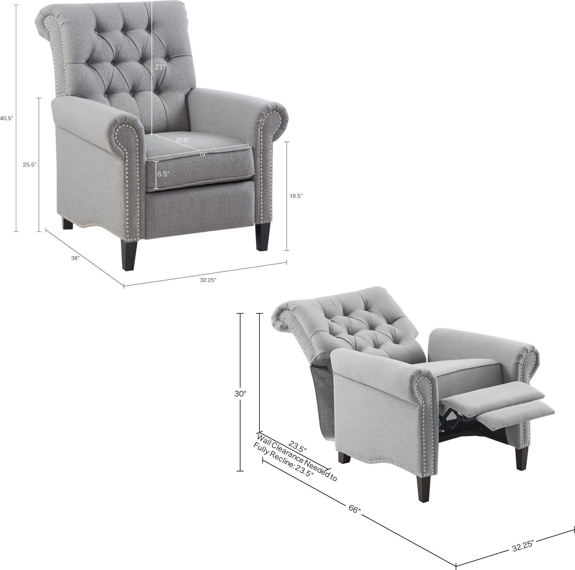 Olliix.com Recliners - Aidan Push Back Recliner Gray
