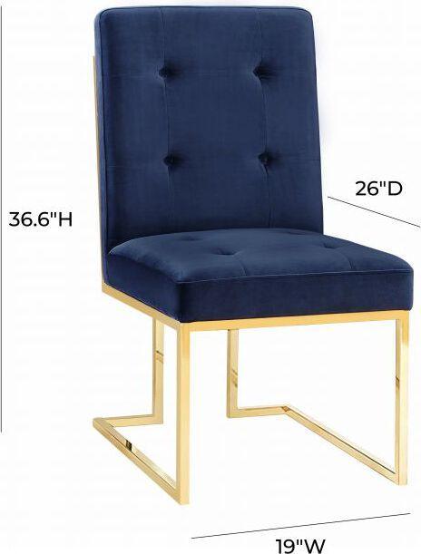Tov Furniture Dining Chairs - Akiko Navy Velvet Chair - Set of 2