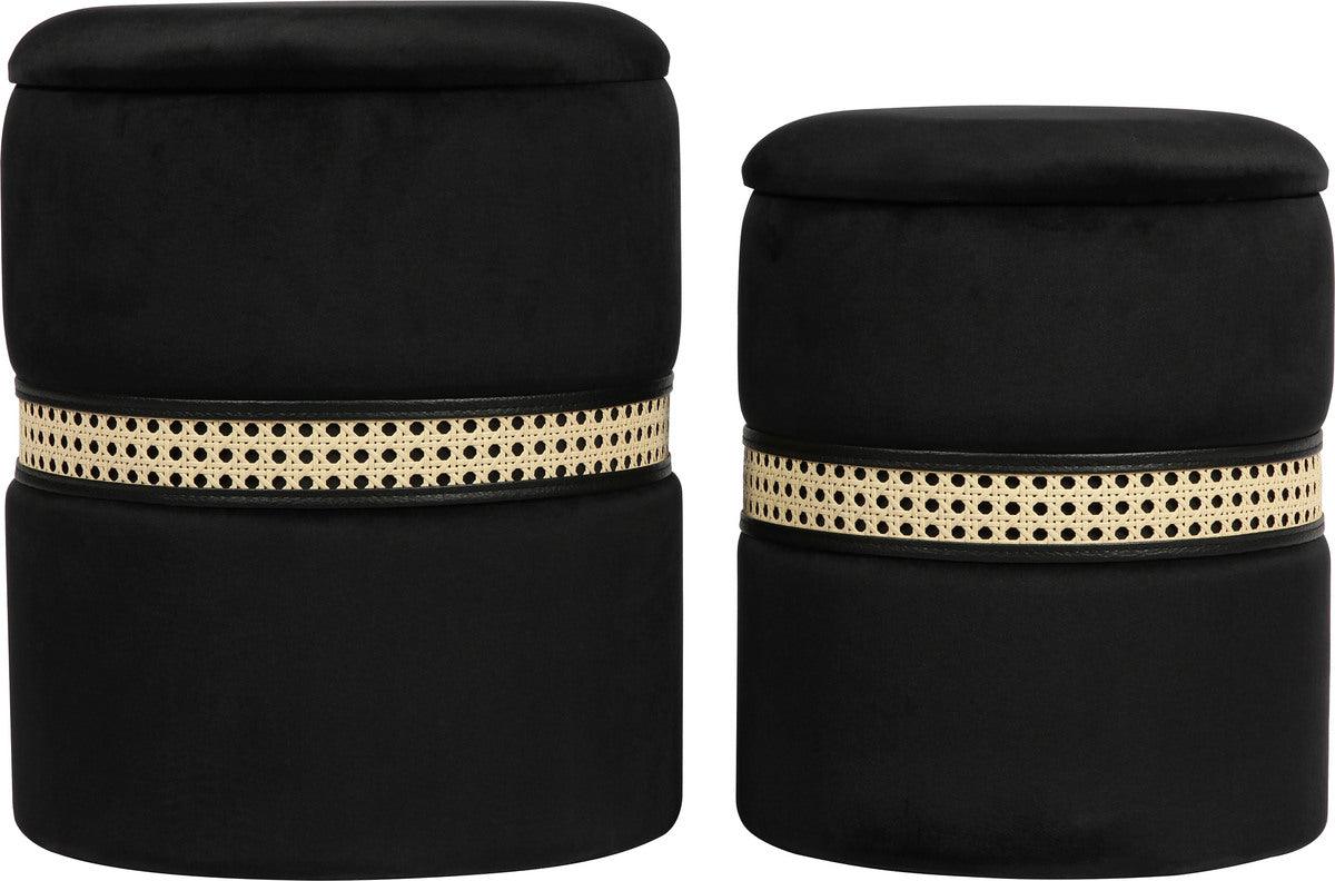Tov Furniture Ottomans & Stools - Alani Black Velvet Nesting Ottomans - Set of 2