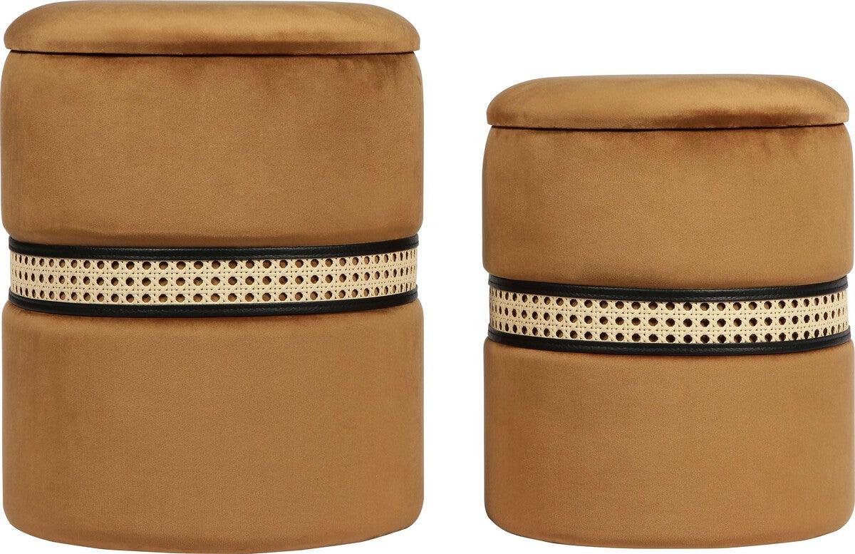 Tov Furniture Ottomans & Stools - Alani Cognac Velvet Nesting Ottomans - Set of 2