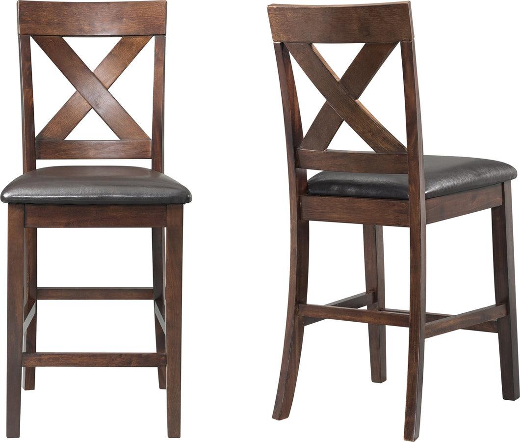 Elements Barstools - Alexa Counter Height Side Chair Set in Cherry Espresso