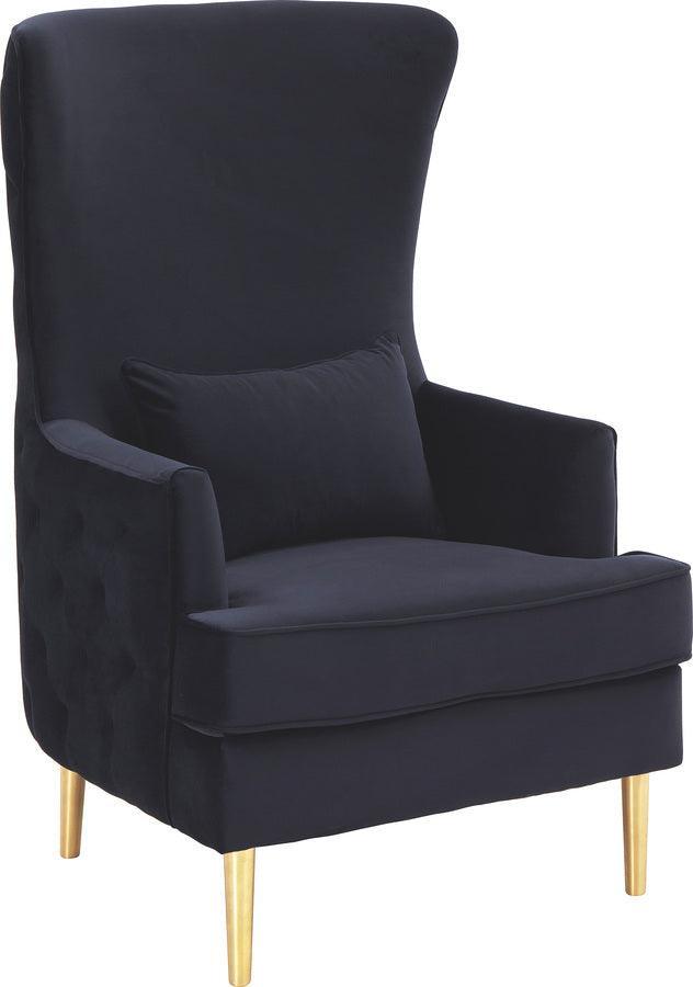 Tov Furniture Accent Chairs - Alina Black Tall Tufted Back Chair Gold & Black