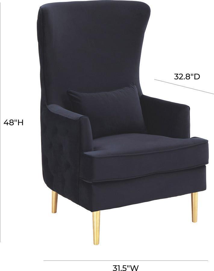 Tov Furniture Accent Chairs - Alina Black Tall Tufted Back Chair Gold & Black