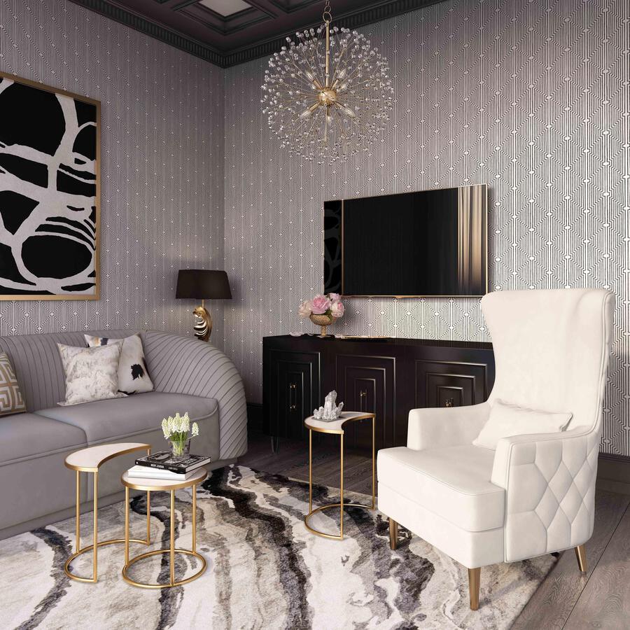 Tov Furniture Accent Chairs - Alina Cream Tall Tufted Back Chair
