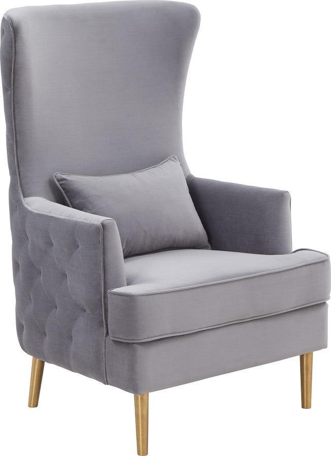 Tov Furniture Accent Chairs - Alina Grey Tall Tufted Back Chair Gold & Gray