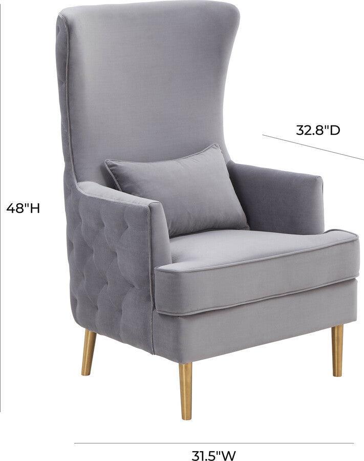 Tov Furniture Accent Chairs - Alina Grey Tall Tufted Back Chair Gold & Gray