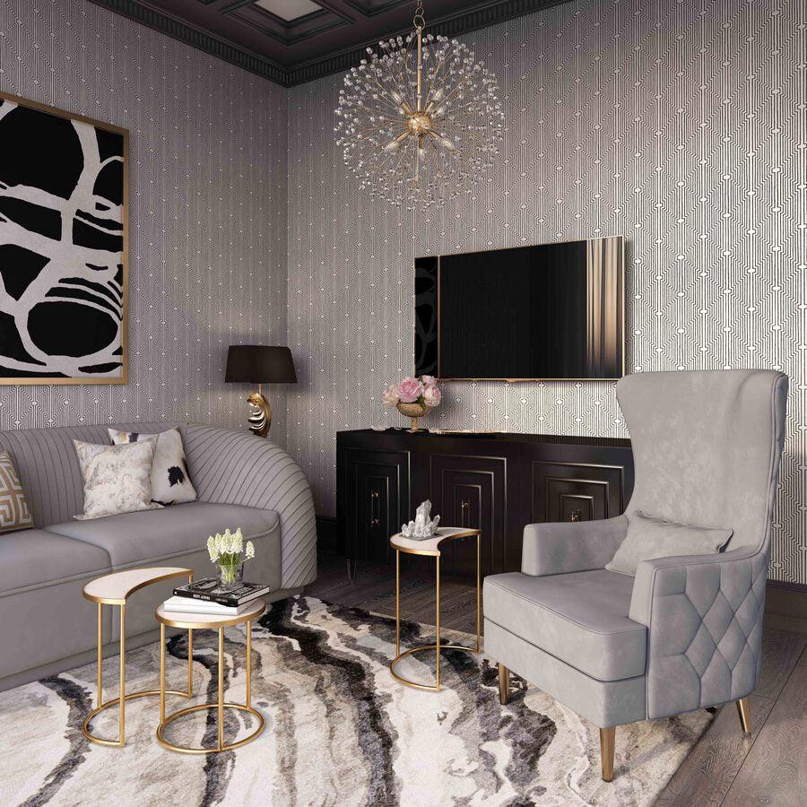 Buy Alina Grey Tall Tufted Back Chair Gold Gray Inspire Me