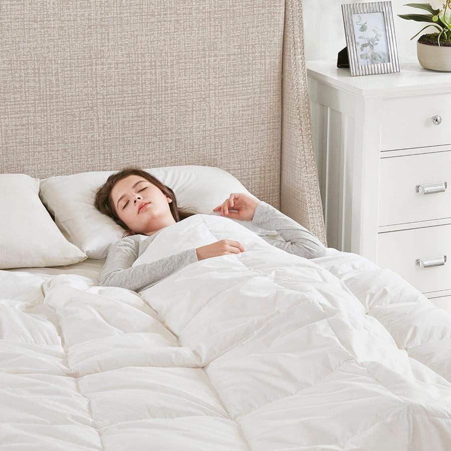 Olliix.com Comforters & Blankets - All Season Oversized 100% Cotton Down Comforter White King