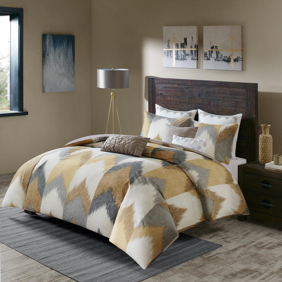 Olliix.com Comforters & Blankets - Alpine Cotton Mid-Century Comforter Mini Set Yellow King/Cal King