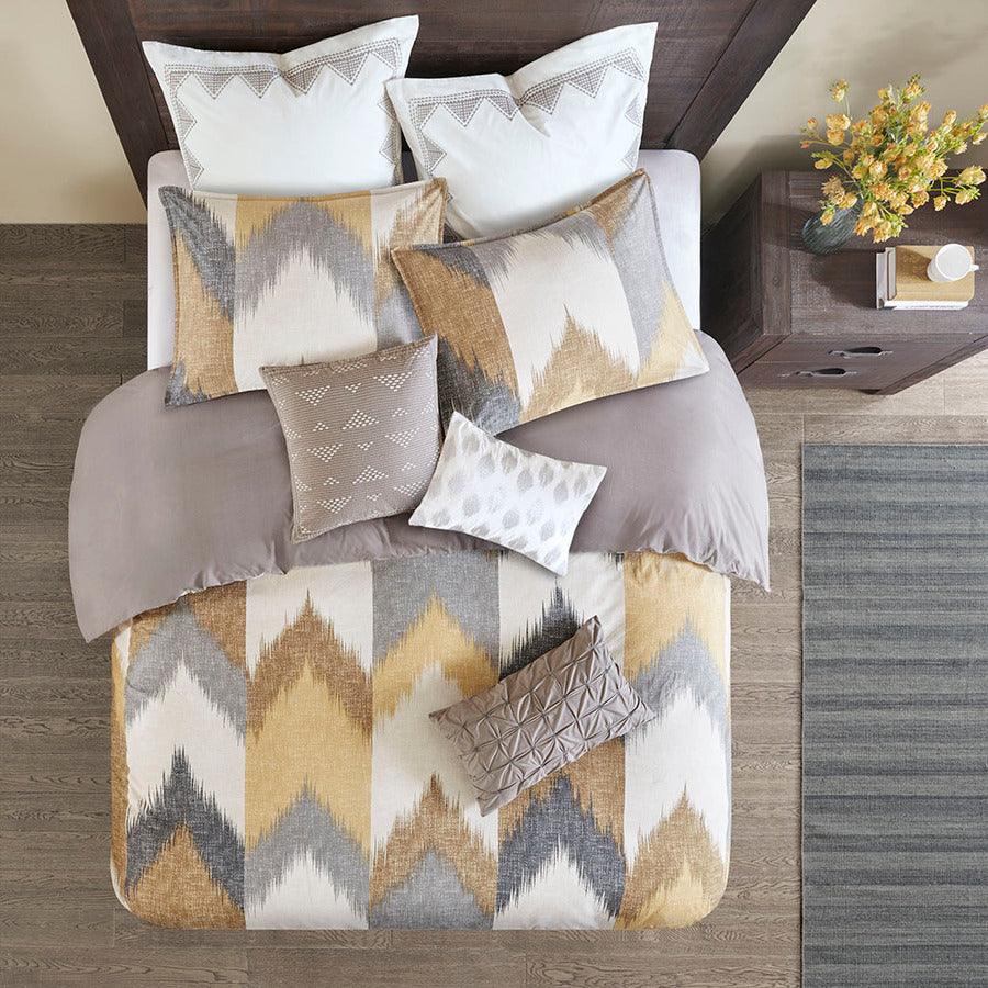 Olliix.com Comforters & Blankets - Alpine Cotton Mid-Century Comforter Mini Set Yellow King/Cal King
