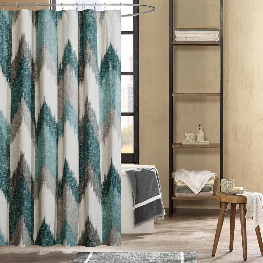 Olliix.com Shower Curtains - Alpine Cotton Printed Shower Curtain Aqua
