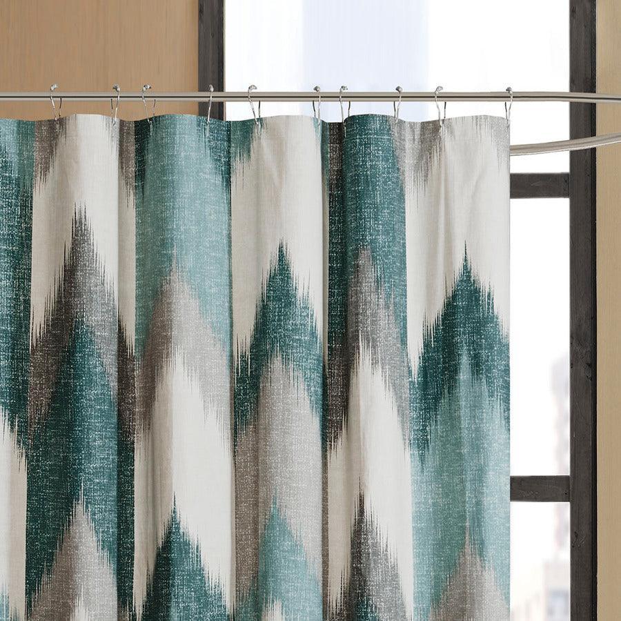Olliix.com Shower Curtains - Alpine Cotton Printed Shower Curtain Aqua