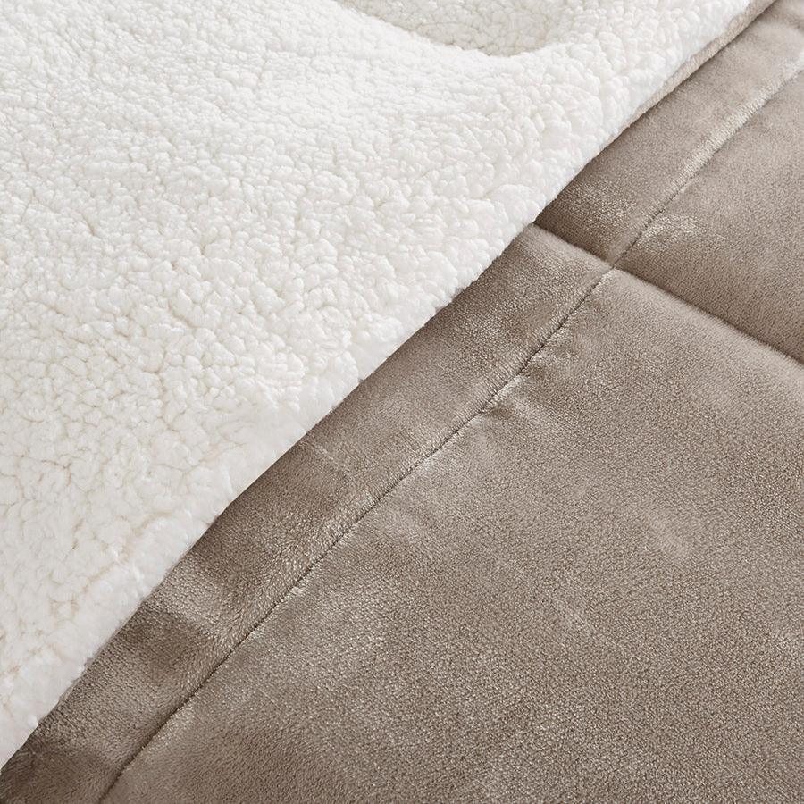 Olliix.com Comforters & Blankets - Alton Casual Plush to Sherpa Down Alternative Comforter Set Taupe | Ivory Twin