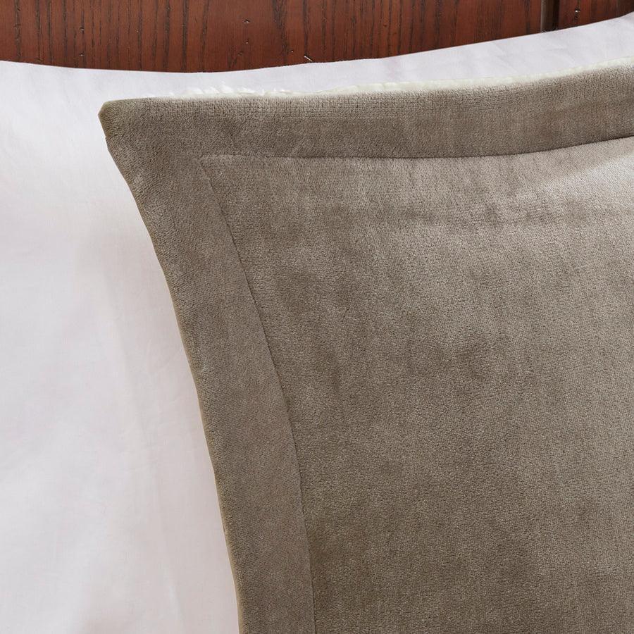 Olliix.com Comforters & Blankets - Alton Casual Plush to Sherpa Down Alternative Comforter Set Taupe | Ivory Twin