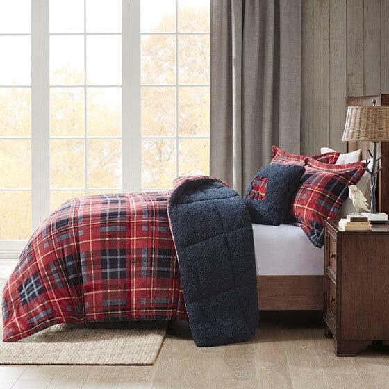 Olliix.com Bedding - Alton Comforter Full / Queen Red Plaid