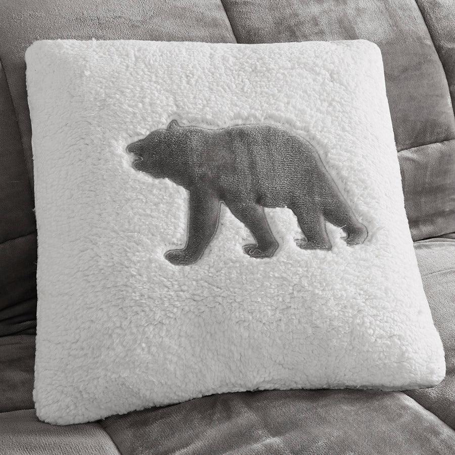 Olliix.com Comforters & Blankets - Alton Glam Plush to Sherpa Down Alternative Comforter Set Charcoal | Ivory Twin