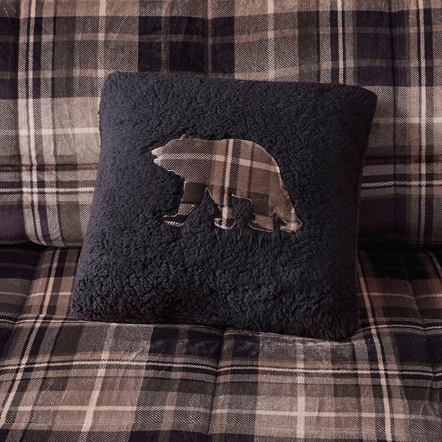 Olliix.com Comforters & Blankets - Alton King Lodge & Cabin Plush to Sherpa Down Alternative Comforter Set Brown &