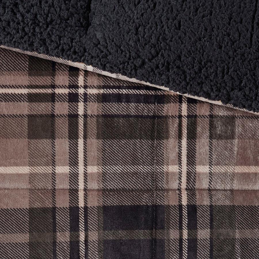 Olliix.com Comforters & Blankets - Alton King Lodge & Cabin Plush to Sherpa Down Alternative Comforter Set Brown &