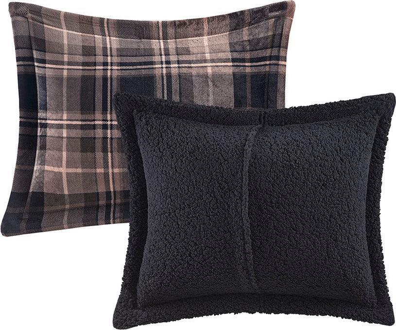 Olliix.com Comforters & Blankets - Alton King Lodge & Cabin Plush to Sherpa Down Alternative Comforter Set Brown &