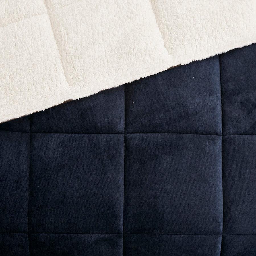 Olliix.com Comforters & Blankets - Alton King Plush to Sherpa Down Alternative Comforter Set Navy & Ivory