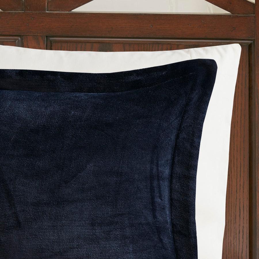 Olliix.com Comforters & Blankets - Alton King Plush to Sherpa Down Alternative Comforter Set Navy & Ivory