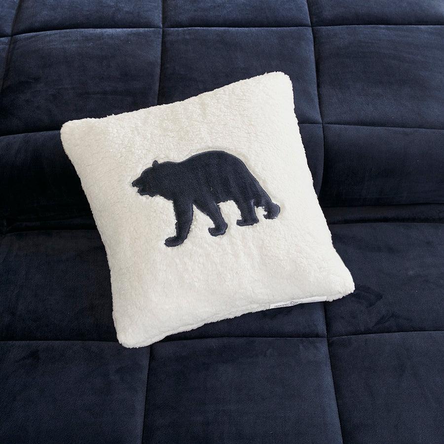 Olliix.com Comforters & Blankets - Alton King Plush to Sherpa Down Alternative Comforter Set Navy & Ivory