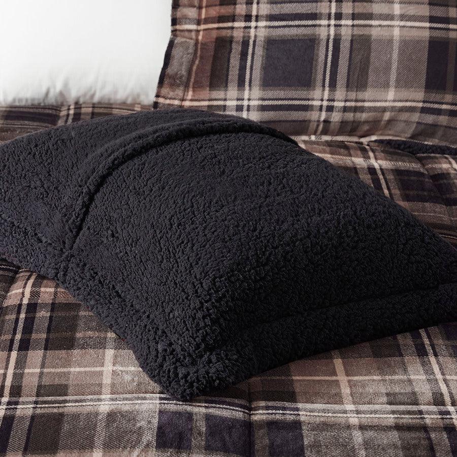 Olliix.com Comforters & Blankets - Alton Plush to Sherpa Down Alternative Comforter Set Brown & Black Full/Queen