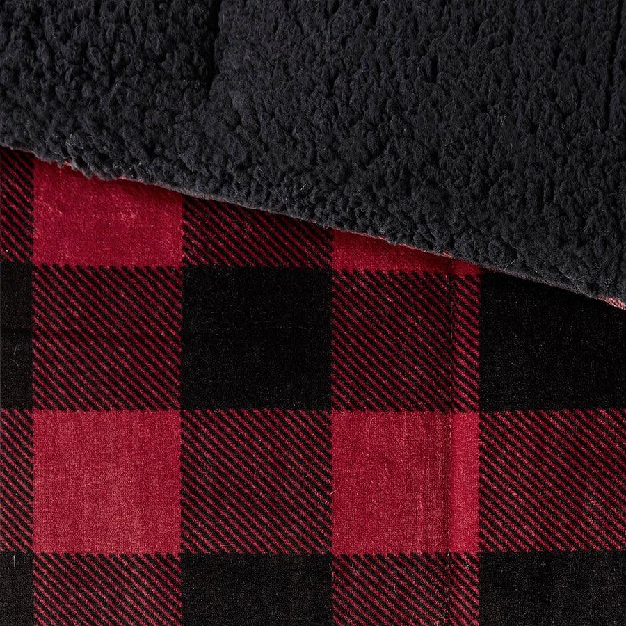 Olliix.com Comforters & Blankets - Alton Plush to Sherpa Down Alternative Comforter Set Red & Black Buffalo Check King