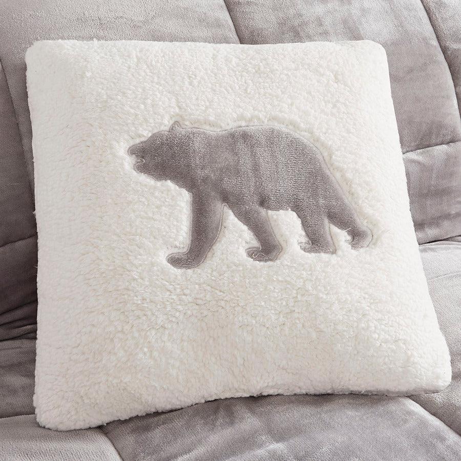 Olliix.com Comforters & Blankets - Alton Transitional Plush to Sherpa Down Alternative Comforter Set Gray | Ivory Twin