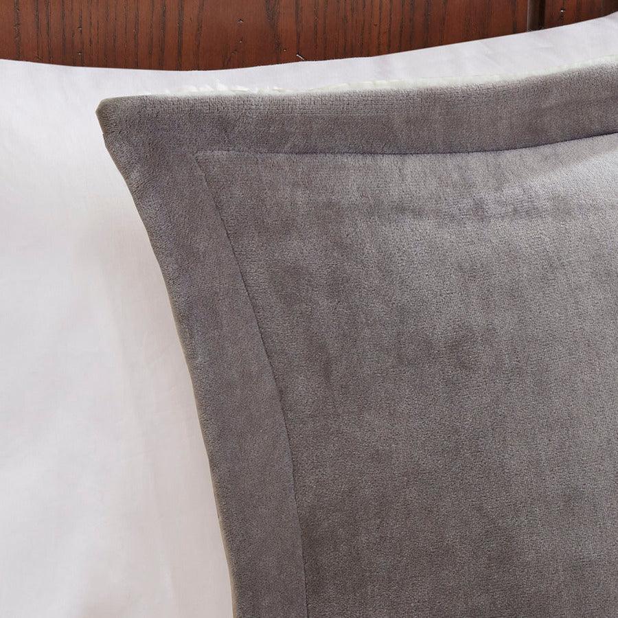 Olliix.com Comforters & Blankets - Alton Transitional Plush to Sherpa Down Alternative Comforter Set Gray | Ivory Twin