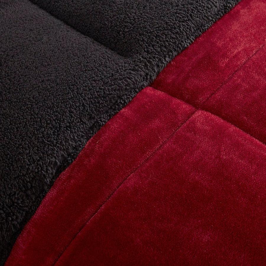 Olliix.com Comforters & Blankets - Alton Twin Plush to Sherpa Down Alternative Comforter Set Red & Black