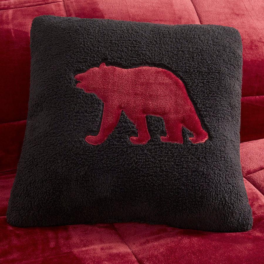 Olliix.com Comforters & Blankets - Alton Twin Plush to Sherpa Down Alternative Comforter Set Red & Black