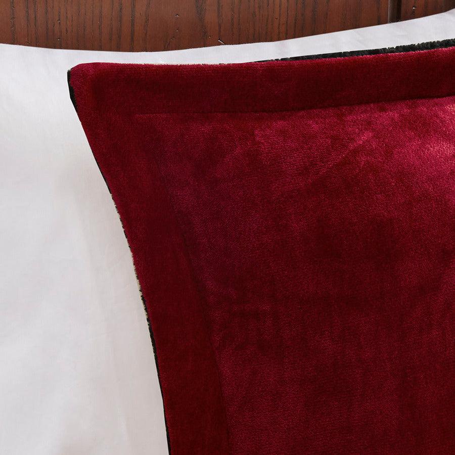 Olliix.com Comforters & Blankets - Alton Twin Plush to Sherpa Down Alternative Comforter Set Red & Black