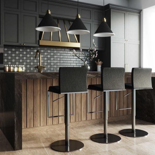 Tov Furniture Barstools - Amalfi Black on Black Steel Barstool