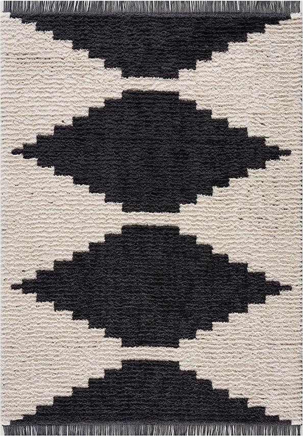 Olliix.com Indoor Rugs - Amanda 6x9 Area Rug Black & Ivory
