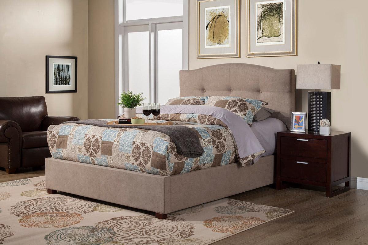 Alpine Furniture Beds - Amanda Full Tufted Upholstered Bed, Haskett/Jute