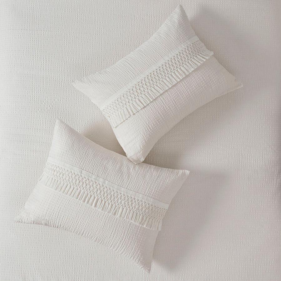 Olliix.com Duvet & Duvet Sets - Amaya Full/Queen 3 Piece Cotton Seersucker Duvet Cover Set Ivory