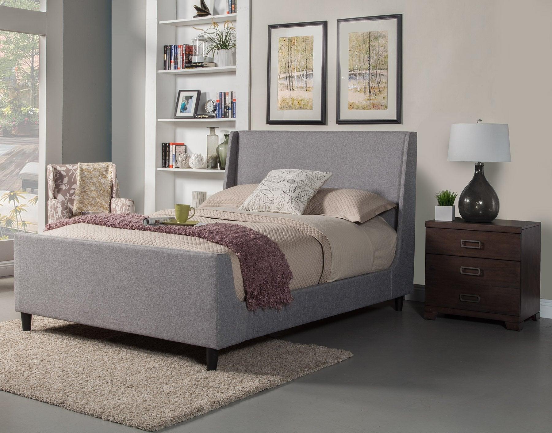 Alpine Furniture Beds - Amber Full Upholstered Bed Gray Linen
